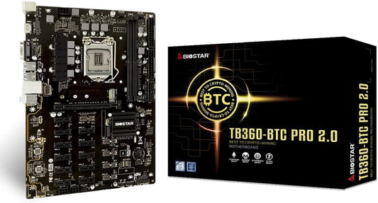 Biostar TB360-BTC PRO 2.0 Motherboard Core I7 I5 I3 Intel 8th 9th Gen LGA1151 Intel B360 Support Dual Channel DDR4 1866/ 2133/ 2400/ 2666 MHz, 12 GPU Mining Motherboard Upgraded Model